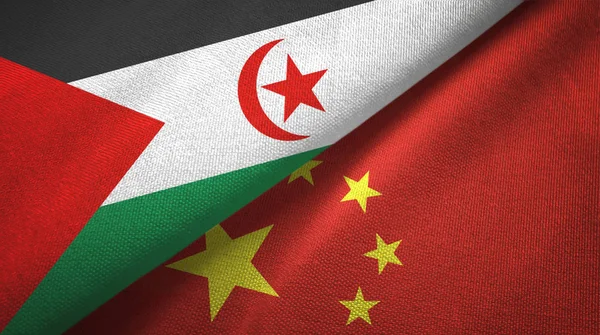 Western Sahara and China two flags textile cloth, fabric texture — Stock Photo, Image