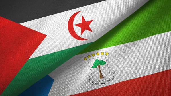 Western Sahara and Equatorial Guinea two flags textile cloth, fabric texture