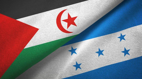 Western Sahara and Honduras two flags textile cloth, fabric texture