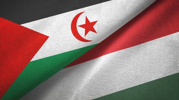 Western Sahara and Hungary two flags textile cloth, fabric texture