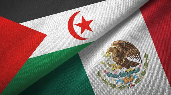Western Sahara and Mexico two flags textile cloth, fabric texture