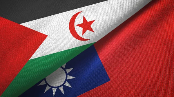 Western Sahara and Taiwan two flags textile cloth, fabric texture