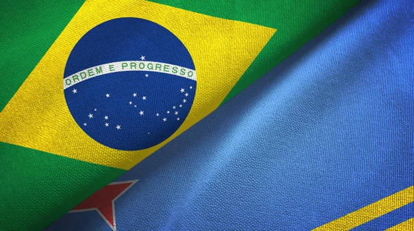 巴西和阿鲁巴两旗纺织品，面料质感 — 图库照片