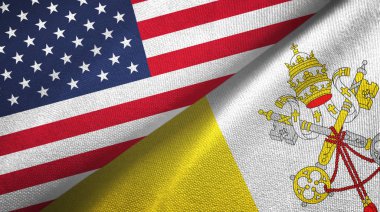 United States and Vatican two flags textile cloth, fabric texture