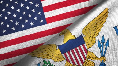 United States and Virgin Islands United States two flags textile cloth
