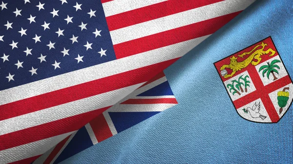 美国和斐济两国国旗纺织品,面料质感 — 图库照片