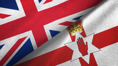 United Kingdom and Northern Ireland two flags textile cloth, fabric texture