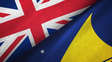 United Kingdom and Tokelau two flags textile cloth, fabric texture