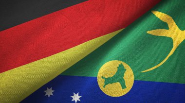 Germany and Christmas Island two flags textile cloth, fabric texture