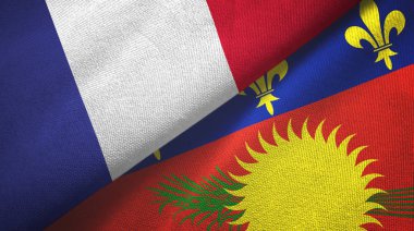Fransa ve Guadeloupe iki bayraklı kumaş, kumaş dokusu