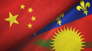 Çin ve Guadeloupe iki bayraklı kumaş, kumaş dokusu