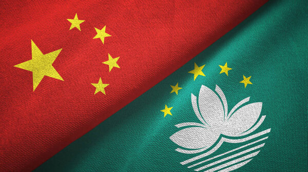 China and Macau two flags textile cloth, fabric texture