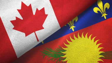 Kanada ve Guadeloupe iki bayraklı kumaş, kumaş dokusu