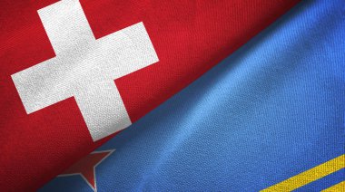 İsviçre ve Aruba iki bayraklı kumaş, kumaş dokusu