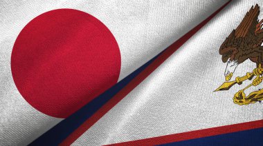 Japonya ve Amerikan Samoası iki bayraklı kumaş, kumaş dokusu