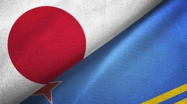 Japonya ve Aruba iki bayrak tekstil kumaşı, kumaş dokusu