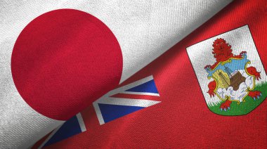 Japonya ve Bermuda iki bayrak tekstil kumaşı, kumaş dokusu
