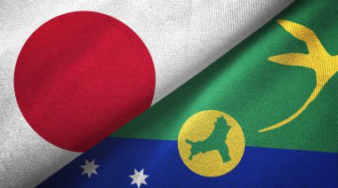 Japonya ve Noel Adası iki bayraklı kumaş, kumaş dokusu