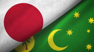 Japonya ve Cocos Keeling Adaları iki bayraklı kumaş, kumaş dokusu