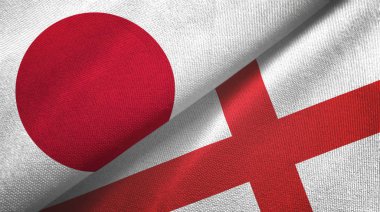 Japonya ve İngiltere iki bayrak tekstil kumaşı, kumaş dokusu
