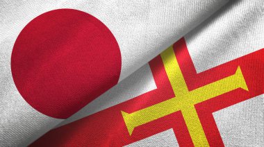 Japonya ve Guernsey iki bayraklı kumaş, kumaş dokusu