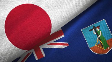 Japonya ve Montserrat iki bayraklı kumaş, kumaş dokusu