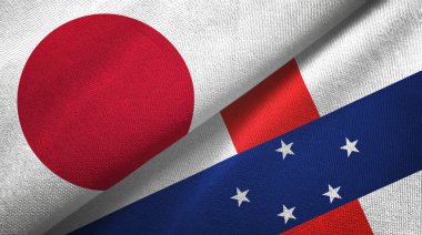 Japonya ve Hollanda Antilleri iki bayrak tekstil kumaşı, kumaş dokusu