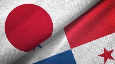 Japonya ve Panama iki bayrak tekstil kumaşı, kumaş dokusu