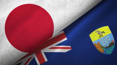 Japonya ve Saint Helena iki bayraklı kumaş, kumaş dokusu