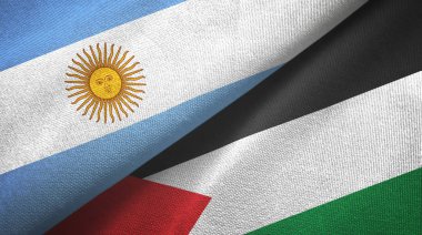 Arjantin ve Filistin iki bayrak, tekstil kumaş, kumaş dokusu