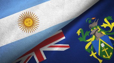 Arjantin ve Pitcairn Adaları iki bayrak tekstil kumaşı, kumaş dokusu