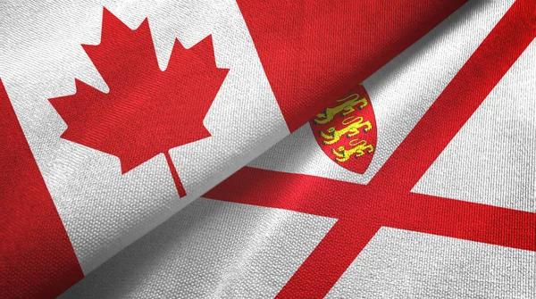 Canada and Jersey two flags textile cloth, fabric texture