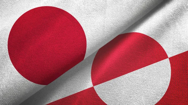 Japonya ve Grönland iki bayrak tekstil kumaşı, kumaş dokusu