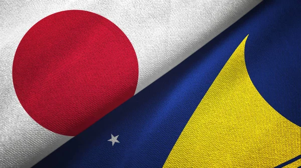 Japan and Tokelau two flags textile cloth, fabric texture