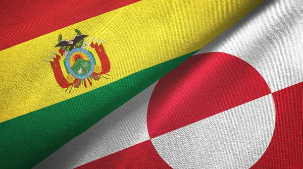 Bolivia och Grönland två flaggor textilduk, textur — Stockfoto