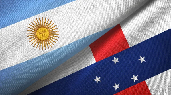 Argentína és Hollandia Antillák két zászlós textilszövet, szövet textúra — Stock Fotó