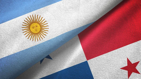 Αργεντινή και Παναμάς δύο σημαίες ύφασμα, υφασμάτινη υφή — Φωτογραφία Αρχείου