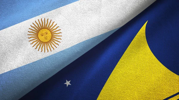 Αργεντινή και Tokelau δύο σημαίες ύφασμα, υφασμάτινη υφή — Φωτογραφία Αρχείου