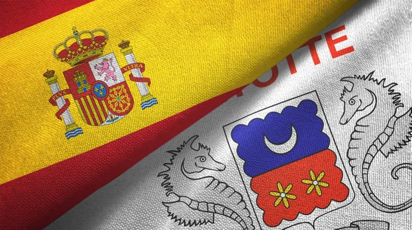 Spain and Mayotte two flags textile cloth, fabric texture