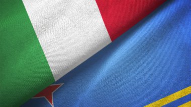 İtalya ve Aruba iki bayrak tekstil kumaşı, kumaş dokusu