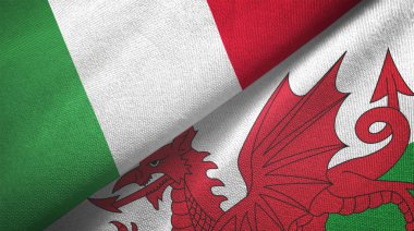 İtalya ve Galler iki bayrak tekstil kumaşı, kumaş dokusu