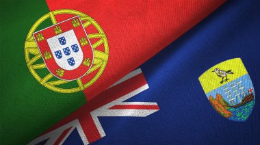 Portekiz ve Saint Helena iki bayrak tekstil kumaşı, kumaş dokusu