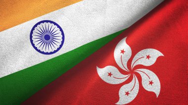 Hindistan ve Hong Kong iki bayrak tekstil kumaşı, kumaş dokusu