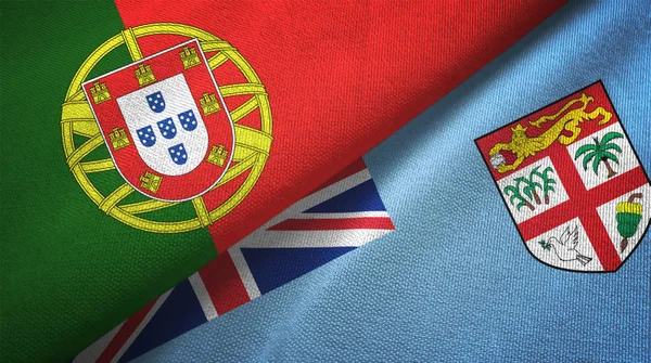 Portugal and Fiji two flags textile cloth, fabric texture