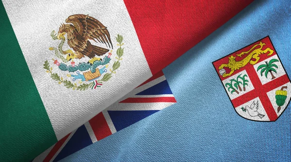 México y Fiji dos banderas tela textil, textura de la tela —  Fotos de Stock