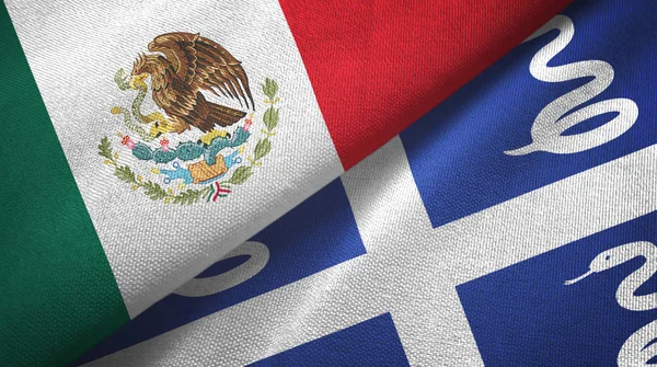 México y Martinica serpiente dos banderas tela textil, textura de la tela — Foto de Stock
