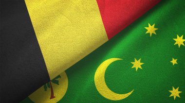 Belçika ve Cocos Keeling Adaları iki bayrak tekstil kumaşı, kumaş dokusu