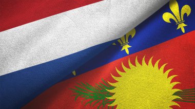 Netherlands and Guadeloupe two flags textile cloth, fabric texture