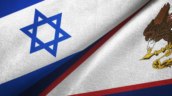 Israel y Samoa Americana dos banderas tela textil, textura de la tela —  Fotos de Stock