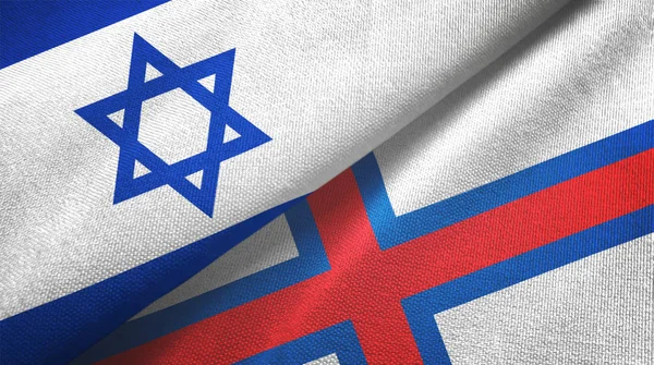 Israel und färöer inseln zwei flaggen textilstoff, textur — Stockfoto